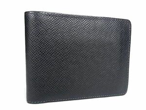 1円 ■美品■ LOUIS VUITTON ルイヴィトン M30530 タイガ ポルトフォイユ ミュルティプル 二つ折り 財布 メンズ ネイビー系 AW4205