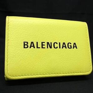 1円 ■美品■ BALENCIAGA バレンシアガ 551921 エブリデイ レザー 三つ折り 財布 ミニウォレット 小銭入れ 札入れイエロー系 AW7247の画像1