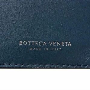 1円 ■美品■ BOTTEGA VENETA ボッテガ イントレチャート レザー 二つ折り 財布 ウォレット マネークリップ ブルーグリーン系 AW7770の画像4