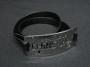 1円 ChristianDior クリスチャンディオール レザー 2連 ブレスレット チョーカー アクセサリー レディース シルバー系 AW6180