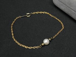 1円 ■美品■ MIKIMOTO ミキモト SV925 本真珠 アコヤ真珠 パール 約6mm ブレスレット アクセサリー ゴールド系 CB1883