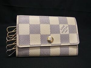 1円 LOUIS VUITTON ルイヴィトン N61745 ダミエアズール ミュルティクレ6 6連 キーケース 鍵入れ レディース アイボリー系 BF7560