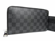 1円 ■美品■ LOUIS VUITTON ヴィトン N63077 ダミエグラフィット ジッピーオーガナイザー ラウンドファスナー 長財布 ブラック系 FA3860_画像1