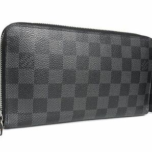 1円 ■美品■ LOUIS VUITTON ヴィトン N63077 ダミエグラフィット ジッピーオーガナイザー ラウンドファスナー 長財布 ブラック系 FA3860の画像1