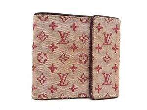 1円 LOUIS VUITTON ルイヴィトン M92241 モノグラムミニ ポルトビエ カルトクレディ モネ 三つ折り 財布 ウォレット レッド系 FA5034