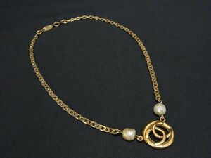 1 jpy CHANEL Chanel here Mark necklace pendant accessory lady's gold group AZ1232