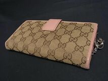 1円 GUCCI グッチ 233024 4276 GG柄 GGキャンバス×レザー 二つ折り 長財布 ウォレット レディース ブラウン系×ピンク系 FC2074_画像2