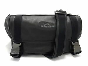 1円 ■極美品■ COACH コーチ レザー ショルダーバッグ クロスボディバッグ 斜め掛け メンズ ブラック系 FA5122