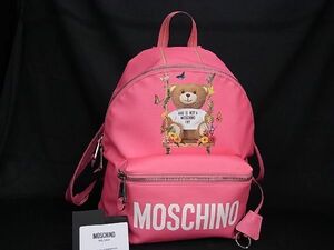 1円 ■新品■未使用■ MOSCHINO モスキーノ レザー ベア くま リュックサック デイパック バックパック ピンク系 AN3409