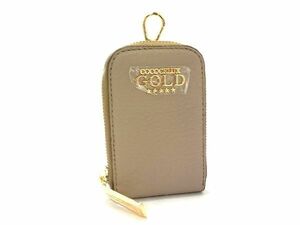 1 jpy # new goods # unused # COCOCELUX GOLD here se rucksack s Gold leather pouch multi case bag charm gray ju series BD9617