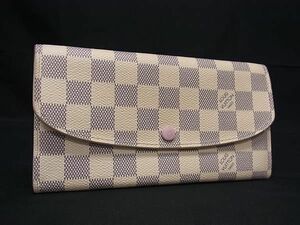 1円 ■美品■ LOUIS VUITTON ヴィトン N41625 ダミエアズール ポルトフォイユ エミリー 二つ折り 長財布 ウォレット アイボリー系 FA5017