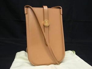 1円 ■美品■ BURBERRY バーバリー TBロゴ レザー スマホショルダー カード入れ マルチケース レディース メンズ ブラウン系 AY1114