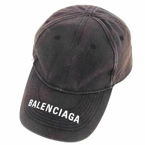 1円 BALENCIAGA バレンシアガ コットン100% キャップ 帽子 サイズ L 59 メンズ レディース ダークブラウン系 AW6284の画像1