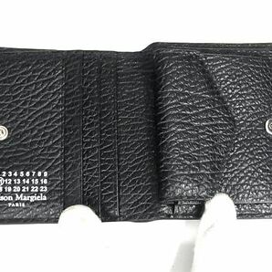 1円 ■新品■未使用■ Maison Margiela メゾン マルジェラ 4ステッチ レザー 二つ折り 財布 ウォレット レディース ブラック系 FA3834の画像3