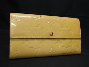 1円 LOUIS VUITTON ルイヴィトン M91466 モノグラムヴェルニ ポルトフォイユ サラ 二つ折り 長財布 ウォレット ライトイエロー系 AW4201