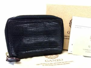 1円 ■極上■本物■ GANZO ガンゾ リザード ラウンドファスナー コインケース コインパース 小銭入れ レディース ブラック系 AW7467