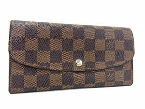 1円 LOUIS VUITTON ルイヴィトン N63019 ダミエ ポルトフォイユ エミリー 二つ折り 長財布 ウォレット ブラウン系 AW7340