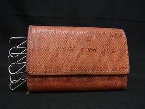 1円 GOYARD ゴヤール サンミッシェル ヘリンボーン レザー 6連 キーケース 鍵入れ レディース オレンジ系 FA0743