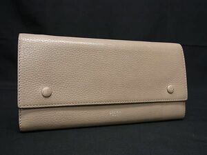 1円 CELINE セリーヌ ラージフラップ マルチファンクション レザー 二つ折り 長財布 ウォレット レディース グレージュ系 FC2087