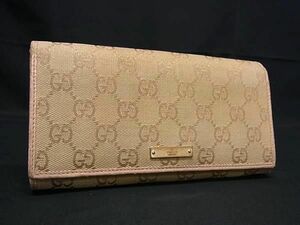 1円 GUCCI グッチ 170426 3661 キャンバス 二つ折り 長財布 ウォレット 札入れ 小銭入れ カード入れ レディース ベージュ系 AW4228