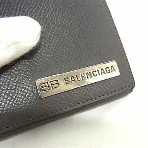 1円 ■美品■ BALENCIAGA バレンシアガ レザー 三つ折り 財布 ウォレット 札入れ 小銭入れ カード入れ レディース グレー系 AW7875の画像6