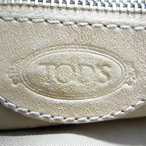 1円 ■美品■ TODS トッズ コーティングキャンバス×レザー 2WAY トートバッグ ショルダー 斜め掛けかばん グリーン系×ベージュ系 AW7173の画像6