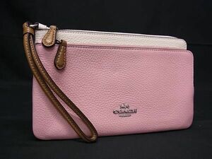 1円 ■極美品■ COACH コーチ C7368 レザー マルチポーチ マルチケース 小物入れ レディース ピンク系×アイボリー系 AW7130