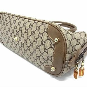 1円 ■美品■ GUCCI オールドグッチ ヴィンテージ グッチプラス PVC ハンドバッグ ボストンバッグ レディース メンズ ブラウン系 AZ1283の画像4