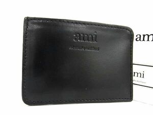 1円 ■美品■ AMI PARIS アミパリス レザー カード入れ 定期入れ 名刺入れ パスケース レディース ブラック系 BF7399