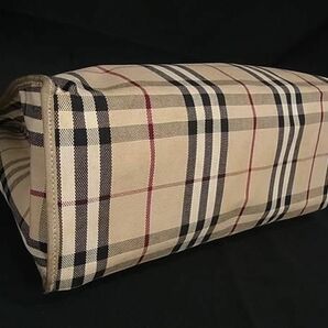 1円 BURBERRY バーバリー ノバチェック キャンバス ハンドバッグ トートバッグ レディース ベージュ系 AZ1373の画像4