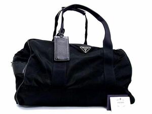 1円 PRADA プラダ VS0001 テスートナイロン×サフィアーノレザー ボストンバッグ ハンドバッグ ブラック系 BJ2087