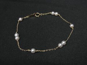 1 jpy # ultimate beautiful goods # MIKIMOTO Mikimoto K14 14 gold book@ pearl Akoya pearl pearl approximately 4mm bracele accessory gold group × ivory series AW4570