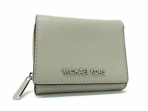 1円 ■極美品■ MICHAEL KORS マイケルコース レザー 三つ折り 財布 ウォレット レディース グレー系 FC1162