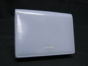 1円 JIL SANDER　ジルサンダー レザー 三つ折り 財布 ミニウォレット 札入れ 小銭入れ カード入れ レディース ライトブルー系 AX4679