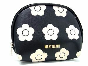 ■極美品■ MARY QUANT マリークヮント PVC メイクポーチ マルチケース 小物入れ レディース ブラック系×ホワイト系 DD3082