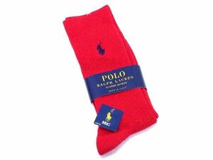 ■新品■未使用■ POLO RALPH LAUREN ポロラルフローレン 綿×毛×ナイロン ソックス 靴下 表記サイズ 24-26cm レッド系 DD3914