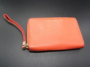 ■美品■ MARC BY MARC JACOBS マークバイマークジェイコブス レザー ラウンドファスナー 長財布 ウォレット オレンジ系 DE1881