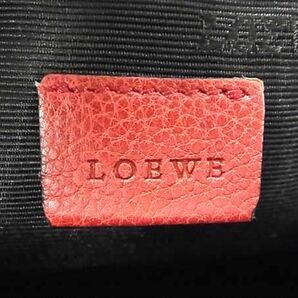 1円 ■美品■ LOEWE ロエベ アナグラム ハラコ×レザー メイクポーチ マルチケース 小物入れ レディース ボルドー系 AY1338の画像4