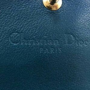 1円 ■美品■ ChristianDior クリスチャンディオール カナージュ パテントレザー 二つ折り 財布 ウォレット ブルーグリーン系 AZ0801の画像6