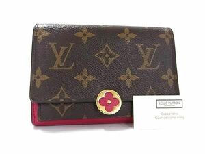 1円 ■美品■ LOUIS VUITTON ルイヴィトン M64588 モノグラム ポルトフォイユ フロール コンパクト 二つ折り 財布 ブラウン系 AY1118