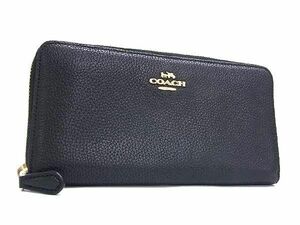 1円 ■美品■ COACH コーチ レザー ラウンドファスナー 長財布 ウォレット 札入れ 小銭入れ レディース メンズ ブラック系 AY1354