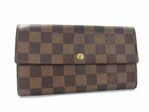 1円 ■美品■ LOUIS VUITTON ルイヴィトン N61726 ダミエ ポルトフォイユ サラ 二つ折り 長財布 ウォレット 札入れ ブラウン系 AY1159