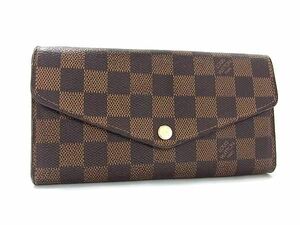 1円 ■美品■ LOUIS VUITTON ルイヴィトン N60531 ダミエ ポルトフォイユ サラ 二つ折り 長財布 ウォレット 札入れ ブラウン系 AY1121