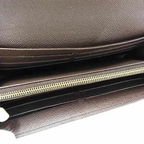 1円 ■美品■ LOUIS VUITTON ルイヴィトン N60531 ダミエ ポルトフォイユ サラ 二つ折り 長財布 ウォレット 札入れ ブラウン系 AY1121の画像4