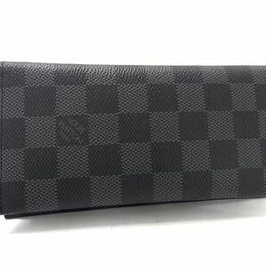 1円 ■新品同様■ LOUIS VUITTON ルイヴィトン ダミエグラフィット 二つ折り 長財布 ウォレット 札入れ カード入れ ブラック系 AY1141の画像1