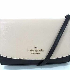 1円 ■極美品■ kate spade ケイトスペード WLR00635 レザー クロスボディ ショルダーバッグ 斜め掛け ベージュ系×ブラック系 AW6932の画像1