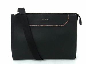 1円 ■美品■ Paul Smith ポールスミス レザー 2WAY クロスボディ クラッチバッグ セカンドバッグ 斜め掛け メンズ ブラック系 AW6921