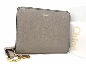 1 jpy # as good as new # Chloe Chloe alphabet leather folding twice purse wallet lady's gray series AW7234