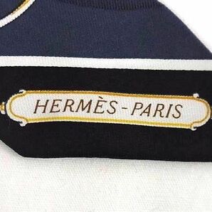 1円 ■美品■ HERMES エルメス lift profile【リフトプロフィール】シルク100% ツイリー リボンスカーフ ネイビー系 AW6407の画像3