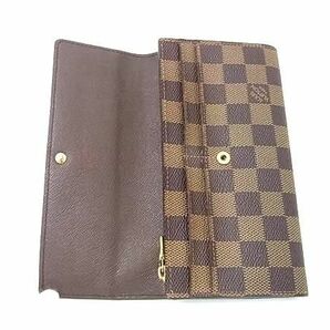 1円 ■美品■ LOUIS VUITTON ルイヴィトン N61734 ダミエ ポルトフォイユ サラ 二つ折り 長財布 ウォレット ブラウン系 AW6041の画像3